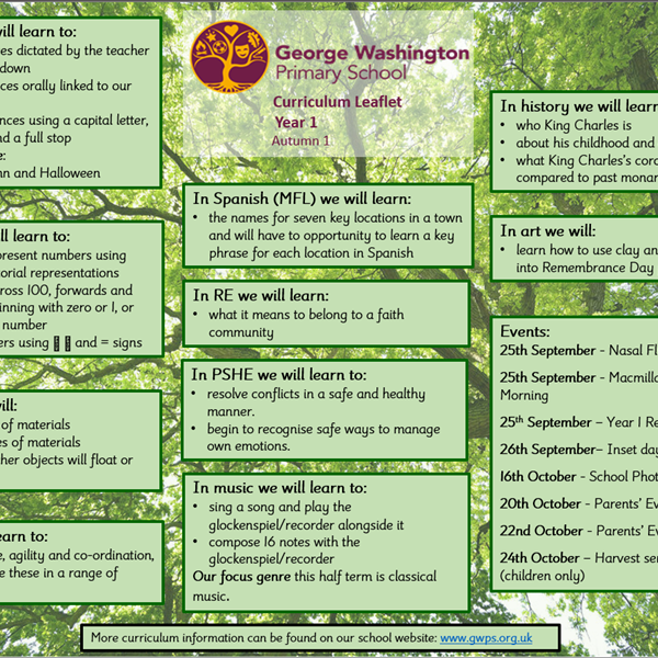 Click here to view our Autumn 1 Curriculum Leaflet!