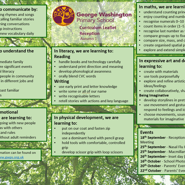 Click here to view our Autumn 1 Curriculum Leaflet!
