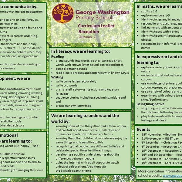 Click here to view our Autumn 2 Curriculum Leaflet!