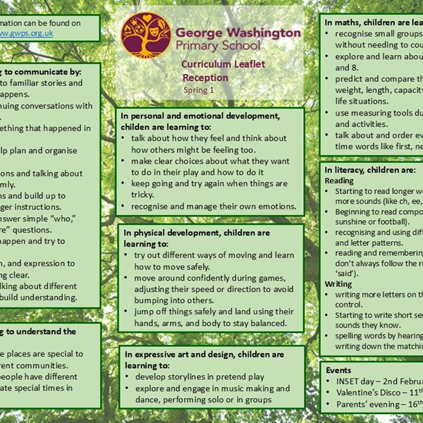 Click here to view our Spring 1 Curriculum Leaflet!