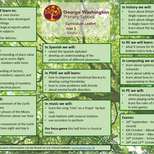 Click here to view our Autumn 1 Curriculum Leaflet!