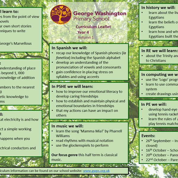Click here to view our Autumn 1 Curriculum Leaflet!