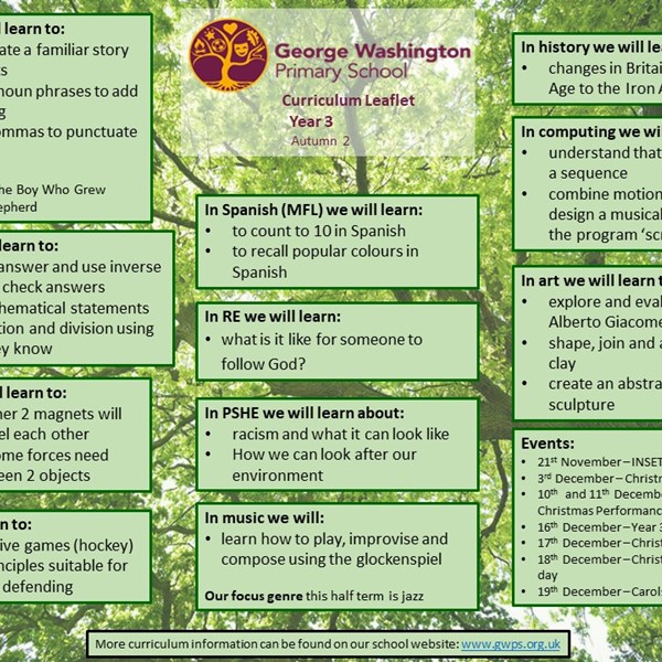 Click here to view our Autumn 2 Curriculum Leaflet!